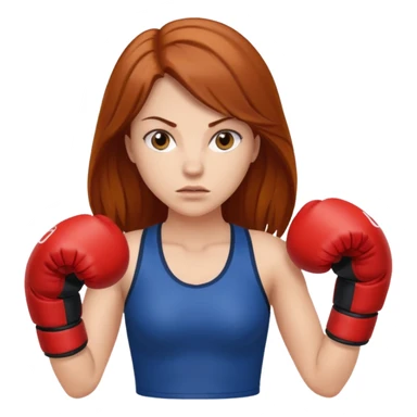 femme avec gants de boxe, châtain rousse cheveux long  sticker