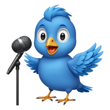 A blue Twitter bird happily singing Beautiful music sticker