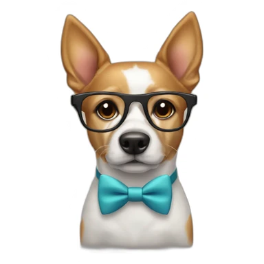 Dog with suit glasses and a bow tie sticker