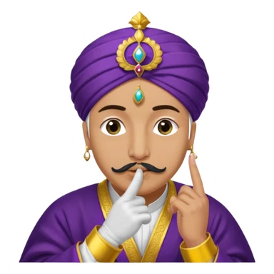A turkish Sultan putting a finger in front of his mouth while his eyes are pure white sticker