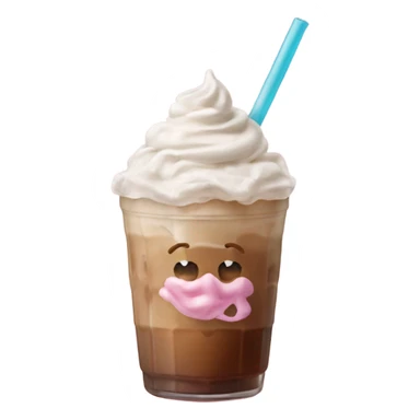 Iced coffee with pink whipped cream sticker