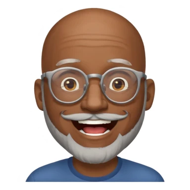 bald headed brown man gray beard glasses laughing sticker
