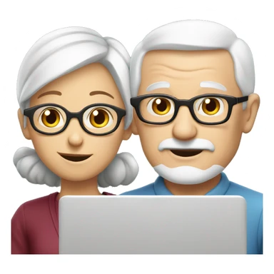 white and nerd Grandparents in Day St Valentines with laptops sticker