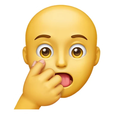 classic yellow face emoji biting a finger with shy expression sticker