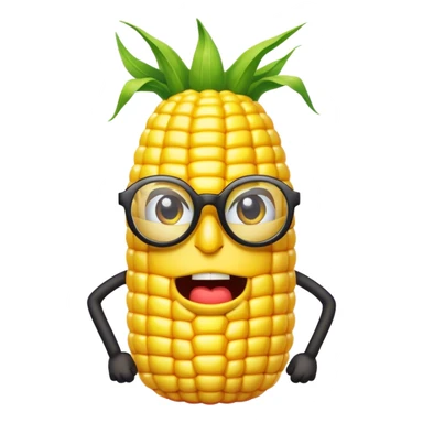 A cartoony corn with black limbs and a face with glasses on that is mad sticker