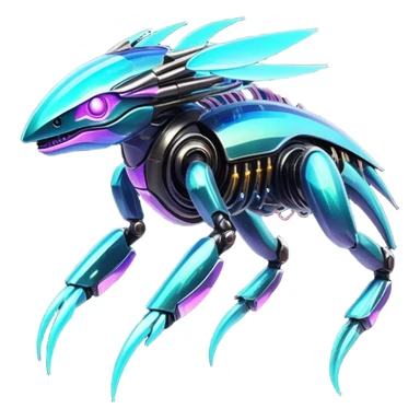  Epic legendary rare glowing mechanical Shiny sparkly transparent bioluminescent luminescent vibrant bright pastel dark exotic iridescent colorful gradients futuristic modern metallic glossy glittery fantasy-cyber-Fakémon-Vernid-creature sticker