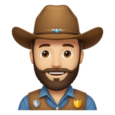 bearded cowboy smiling saying good morning, emoji style sticker