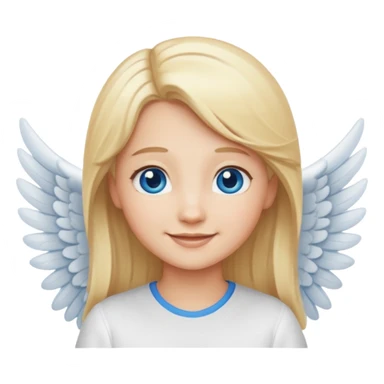 angel emoji blonde hair, blue eyes and smiling, larger wings with darker outline on them sticker
