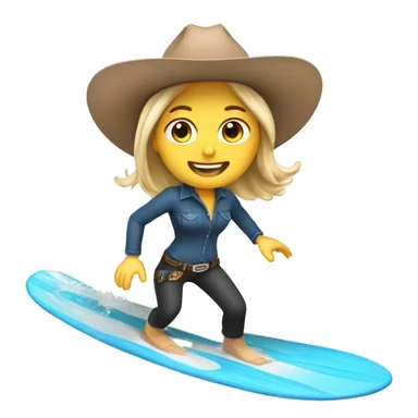 White Girl surfing a wave wearing a cowboy hat sticker