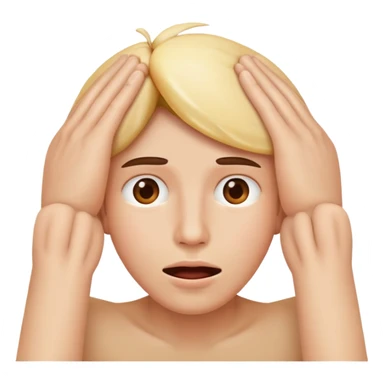 A person with hands on there heads with there mouth agape sticker