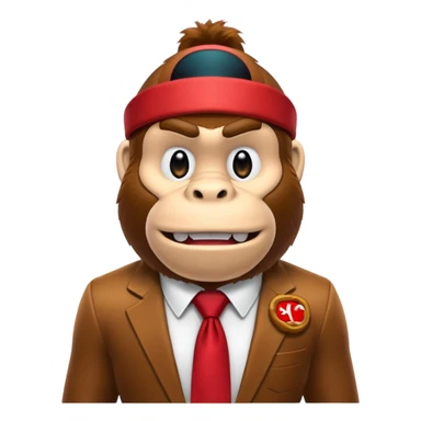 Donkey Kong🦍 with red tie with his initials (DK) on sticker