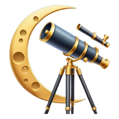 An icon featuring a telescope, stars, and a planet, symbolizing astronomy. The design includes a crescent moon, distant galaxies, and constellations, representing the study of space and celestial bodies. Transparent background highlights the exploration of the universe and cosmic phenomena. sticker