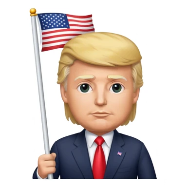 Donald Trump holding a flag sticker