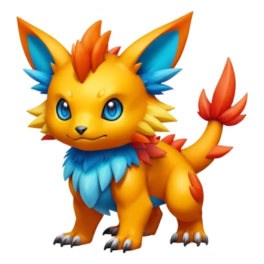 Colorful Vibrant Unique Pokémon-Digimon-Fakémon-hybrid-creature (full body) sticker