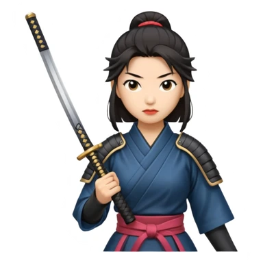 lady samurai holding with katana sticker