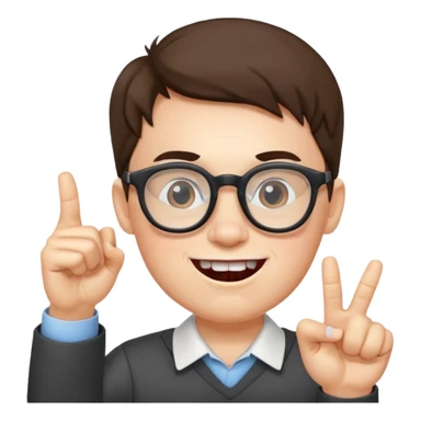 Nerd with glasses and one finger up and two teeth sticking out  sticker