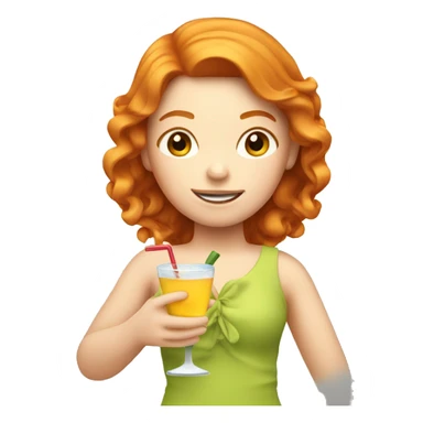 ginger girl on a cruise holding a drink sticker