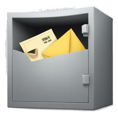 an open safe with envelopes flying out sticker