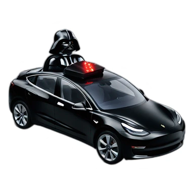 Darth Vader with lightsaver on riding a open top black Tesla Model 3 sticker