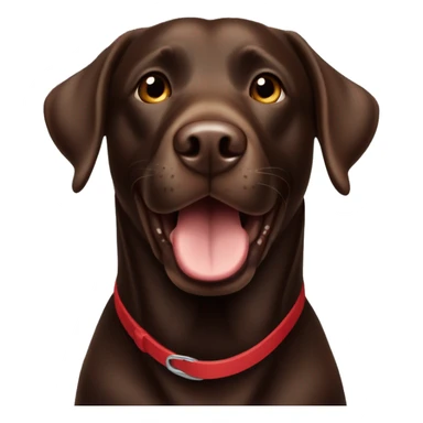 Happy sweet 3 year old chocolate brown Labrador with a red collar  sticker