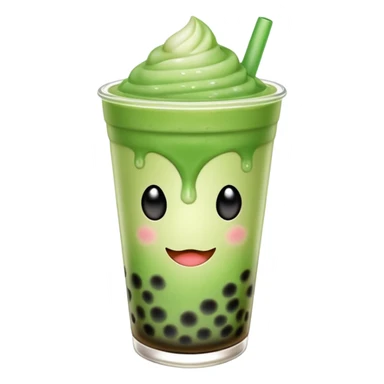 make a matcha boba tea emoji that is green and gradient sticker