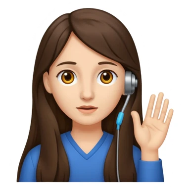 brunette woman long hair with hearing impairment sticker