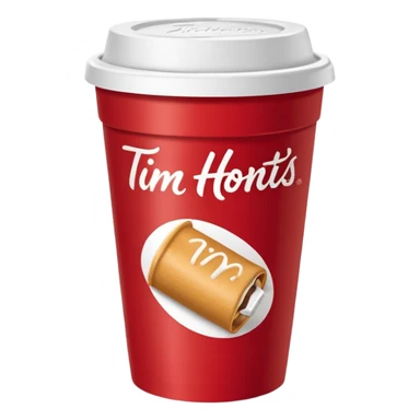 Tim Hortons coffee, it should be red cup with white write writing " Tim Hortons" and a White lid make it a large sticker