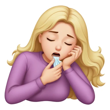 Girl laying down coughing  sticker