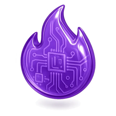 purple flame in shiny glossy circuit style design sticker