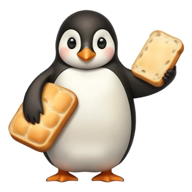 a penguin holding a loaf sticker