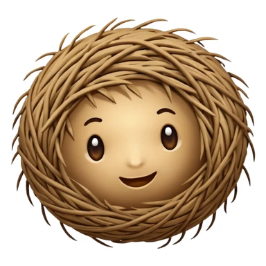 tumbleweed emoji rolling in the center of the frame. The tumbleweed has a round but irregular messy shape, made of thick branches sticker