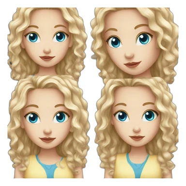 White girl wit blue eyes and long curly hair sticker