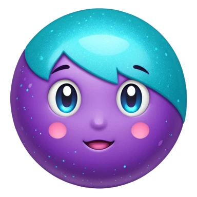 glitter purpel cian little ball sticker