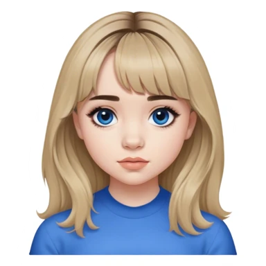Sabrina carpenter with curtain bangs and wearing blue  sticker