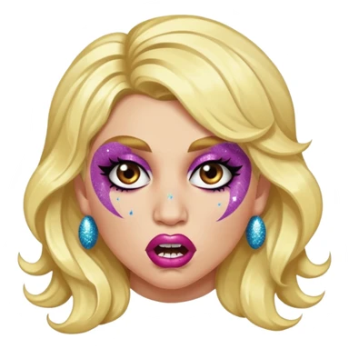 kesha with glitter making a snarling lip curl face sticker