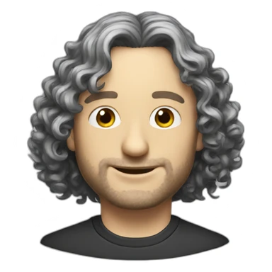 tim robinson with shoulder length curly black hair sticker