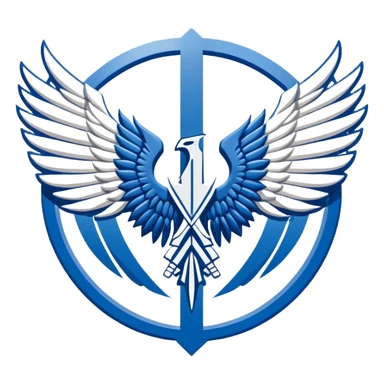 Wings of Freedom logo from Attack on Titan, overlapping blue and white wings, Survey Corps emblem sticker
