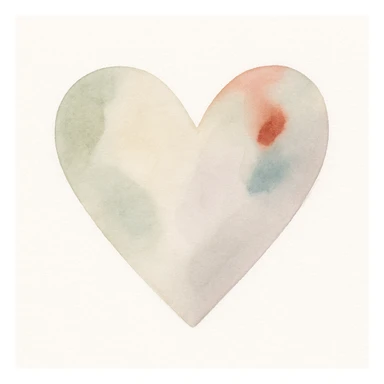 heart symbol, watercolor art style, soft colors, artistic brush strokes sticker