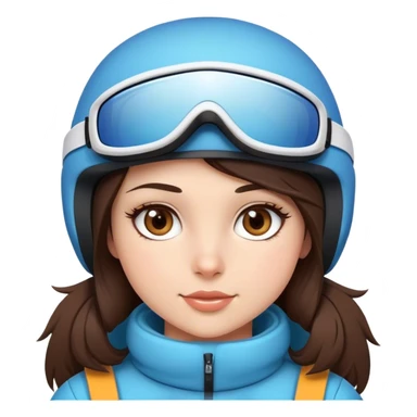 Pretty brunette with light brown eyes skiing and wearing cute snow gear sticker