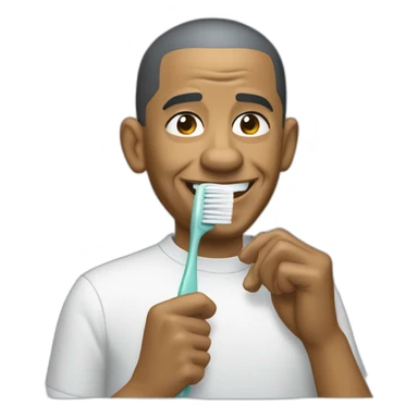 Barack Obama brushing his hair with a toothbrush sticker