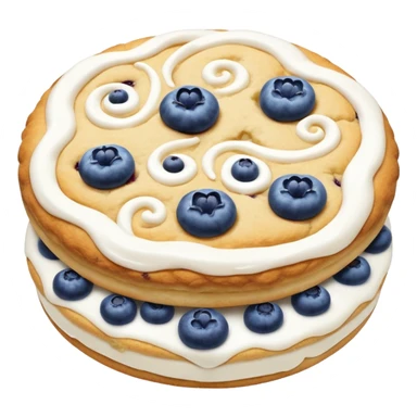 2 blueberry biscuits side-by-side with white icing swirls on top sticker