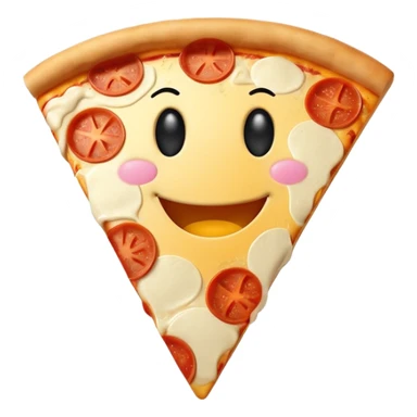 A pizza slice emoji with a smiley face. sticker