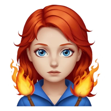 A girl with flaming red hair and intense blue eyes. Delicate dark circles under her eyes give her a slightly tired look, and her smile belies any fatigue. sticker