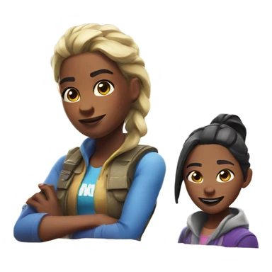 two girls playing fortnite  sticker