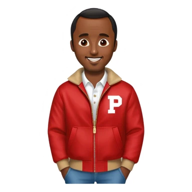 P diddy doing a pose full body red jacket  sticker