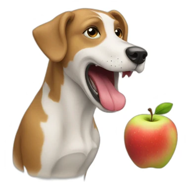 dog eating an appl sticker