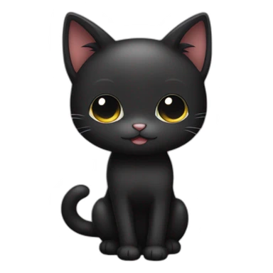 shy small black cat kawaii style full body sticker