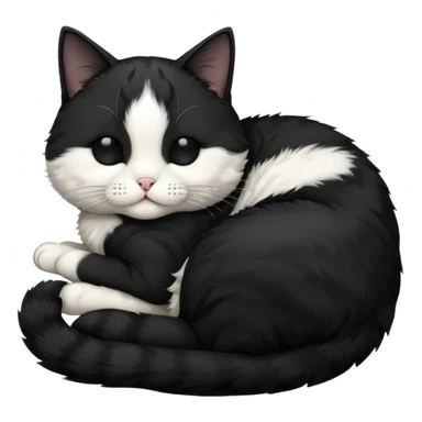 tuxedo short haired cat with his eyes closed sleeping sticker