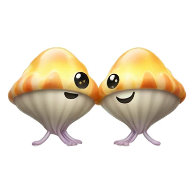 Two happy clams holding hands under party lights sticker