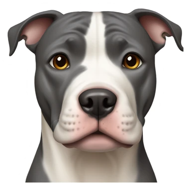 dark gray pitbull with a white vertical spot in the middle of the neck, with beige eyes sticker